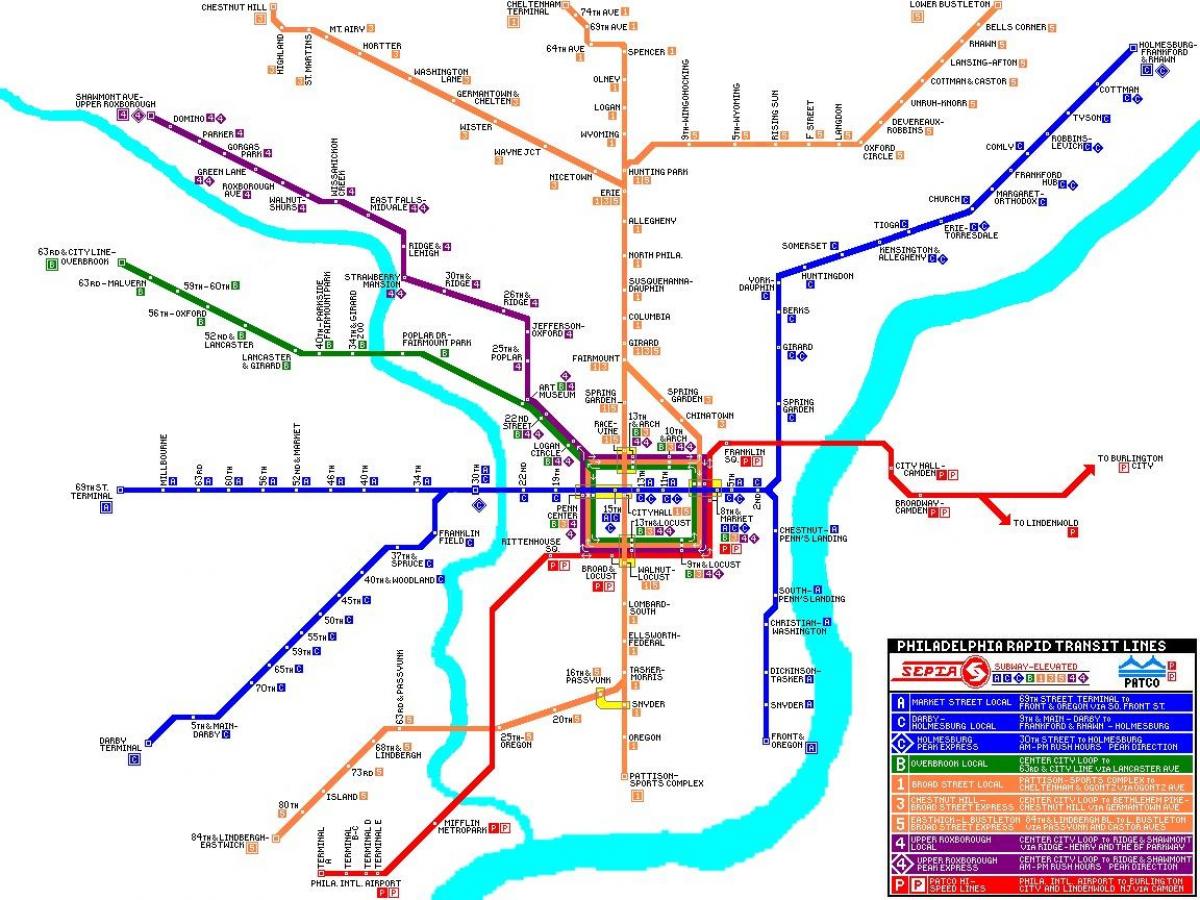 필라델피아 대중 교통 시스템 맵