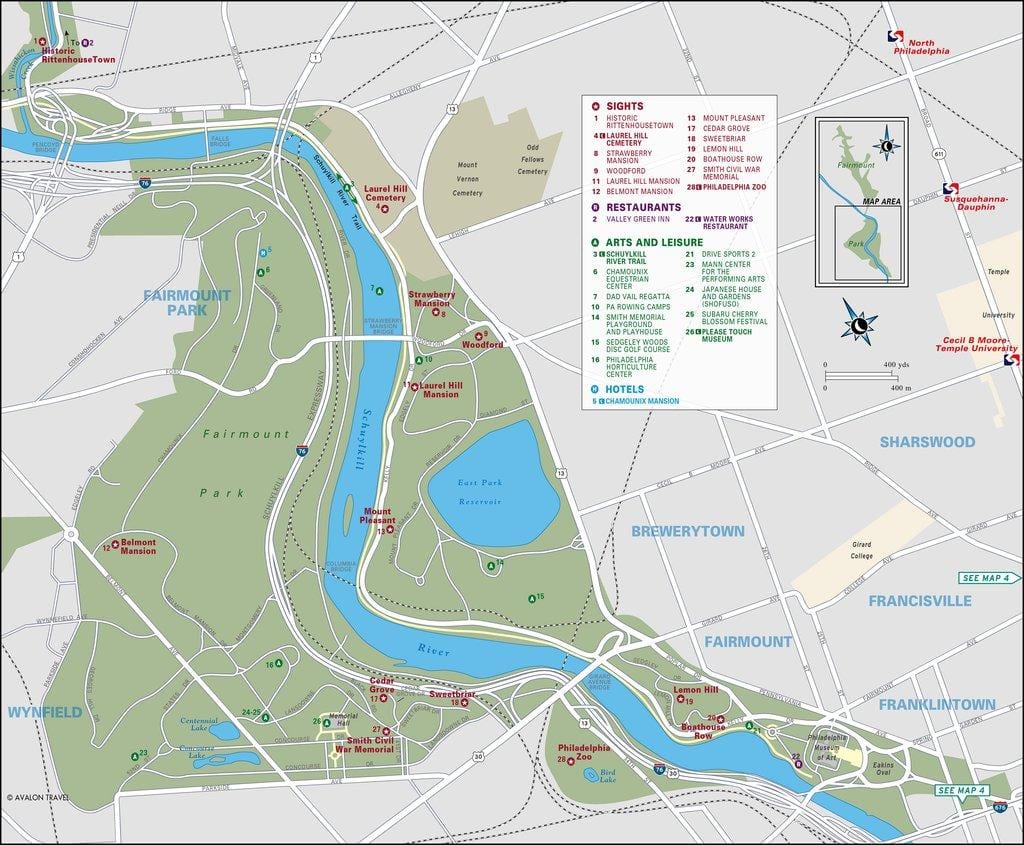 지도 fairmount park 필라델피아