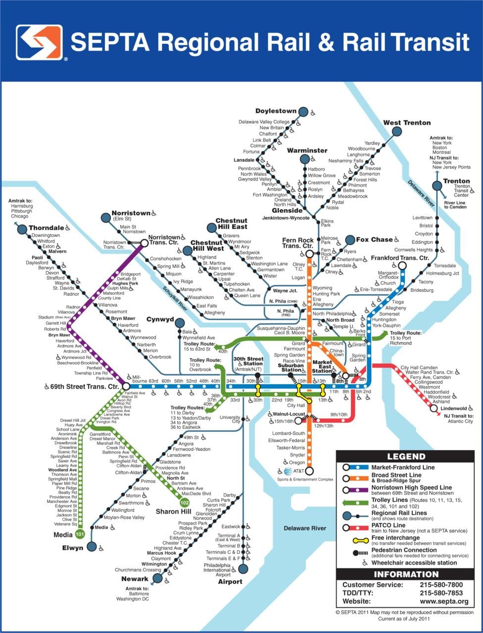 Septa 지도 필라델피아